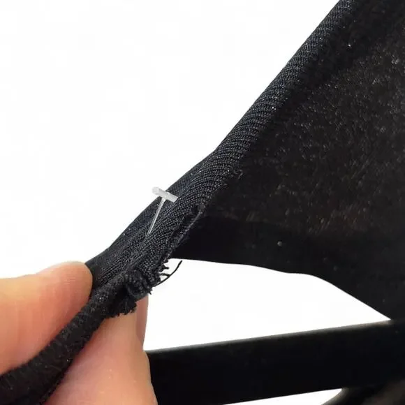 Black Draped Cutout Midi Dress – Minimalist Asymmetrical L - Picture 7 of 8